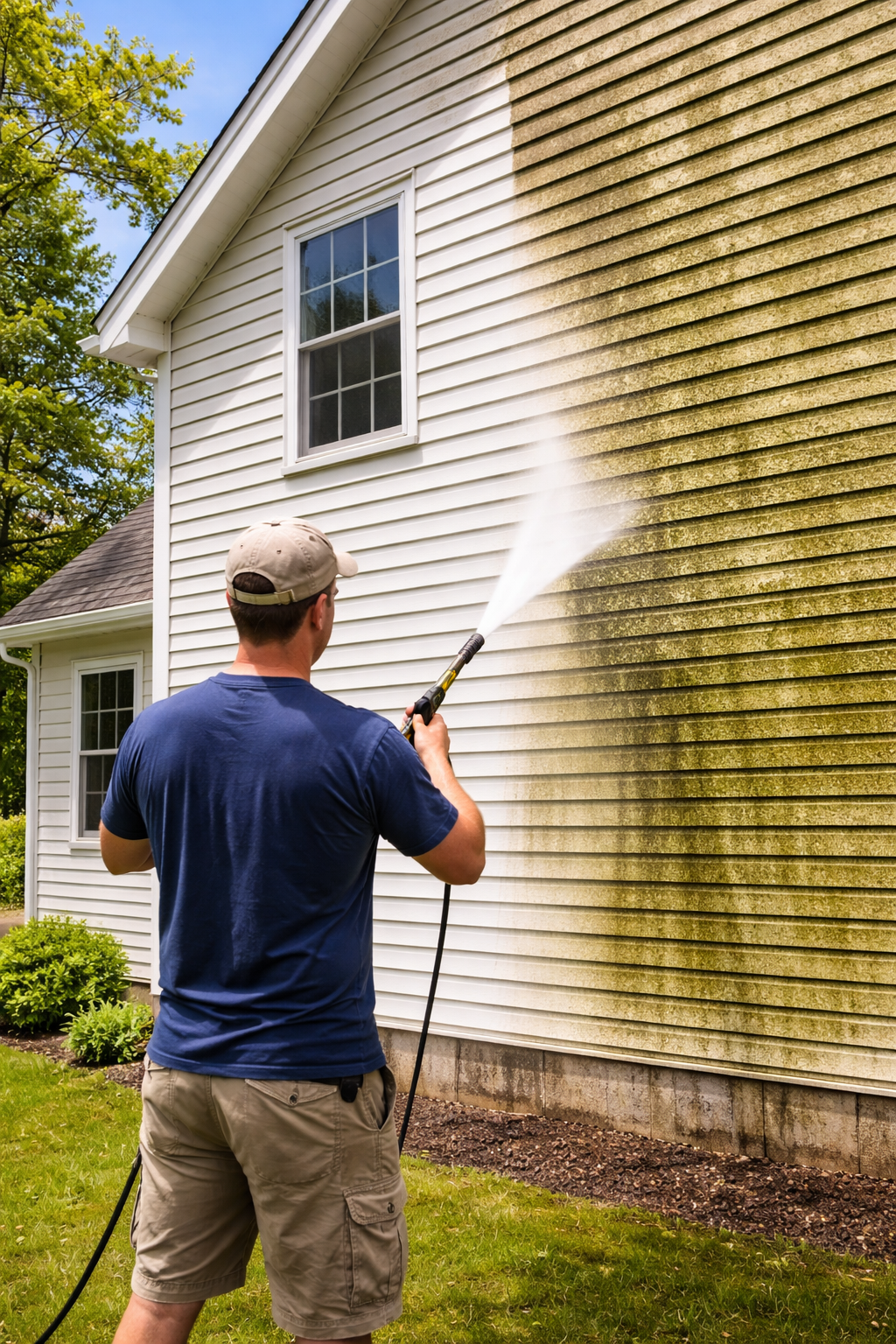 Pressure washing project in Pawtucket, RI