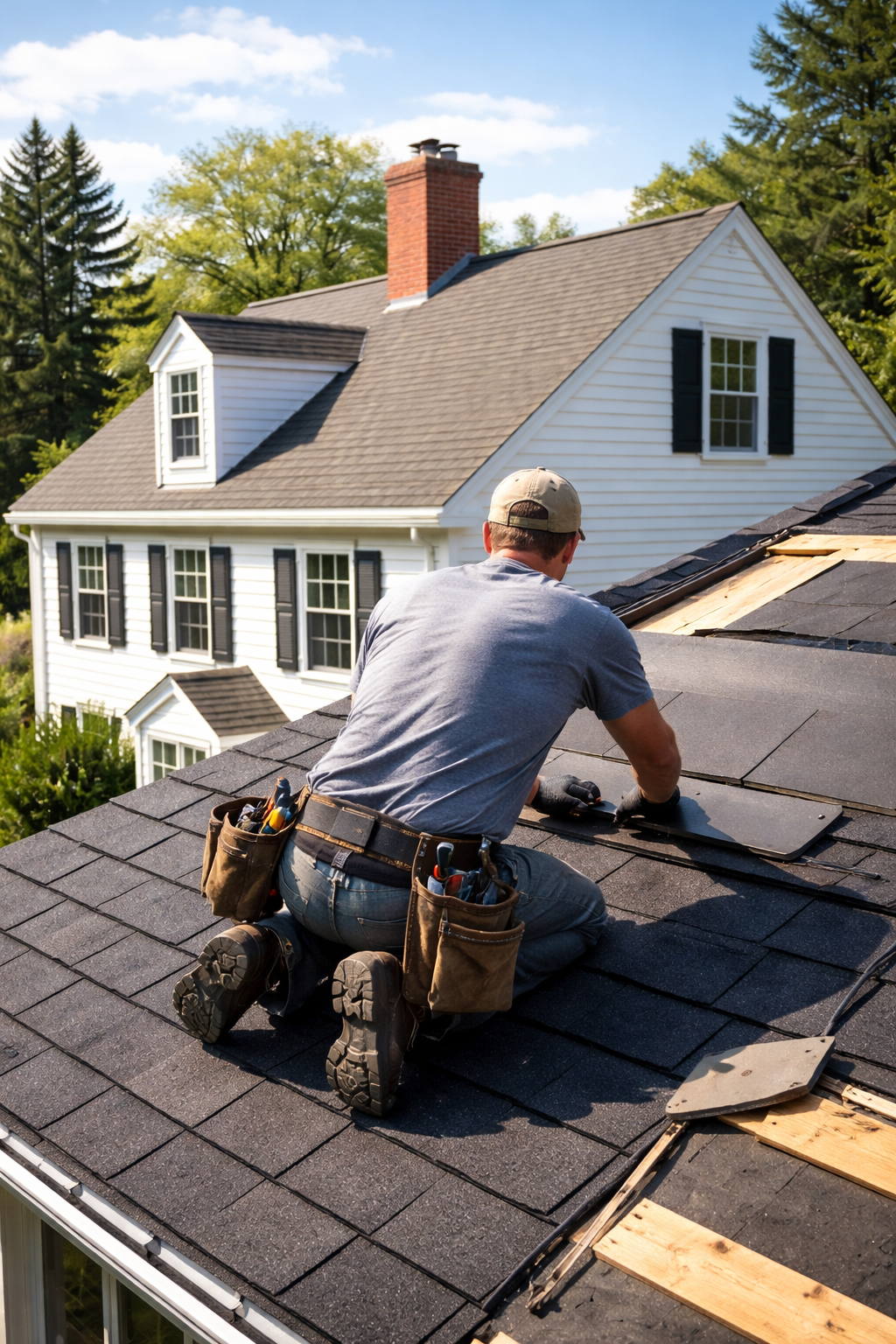 Roof repair project in Warwick, RI